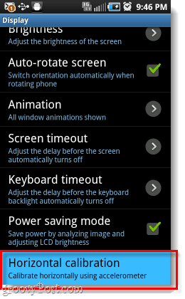 horizontal calibration screen settings