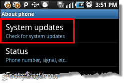 android system updates menu