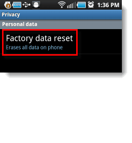 android factory data reset menu