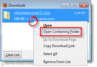 Open containing folder to find Firefox 4 download locations