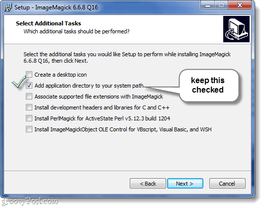 add application directoy to your system path, do not uncheck