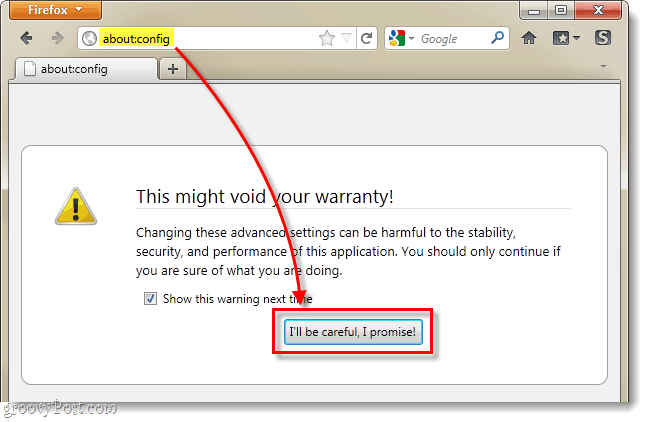 Firefox config menu might void your warranty