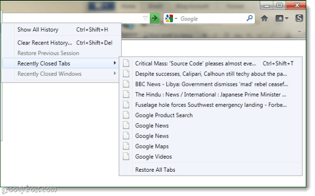 add more tabs to the recently closed list
