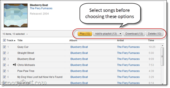 Sorting and deleting songs in Amazon Cloud PLayer