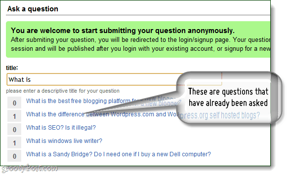 avoid duplicate questions on groovy answers