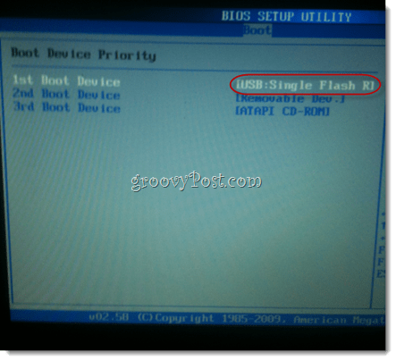 usb flash priority on boot device