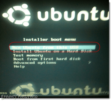 run ubuntu form this usb