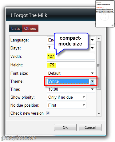 remember the milk windows gadget theme and size