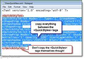 copy the new quickstyle code