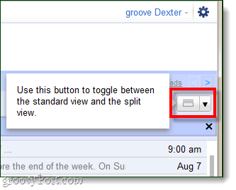 Toggle between split view and regular view