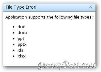 file types not supported