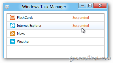 Tâche du gestionnaire de tâches de Windows 8 suspendue