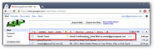 gmail inbox - verification email