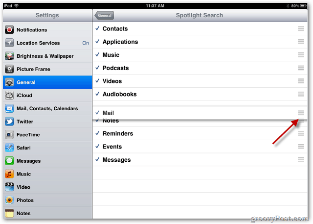 Categories iPad