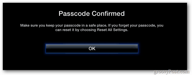 Confirmed Passcode
