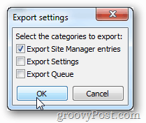 Export Site Manager entries