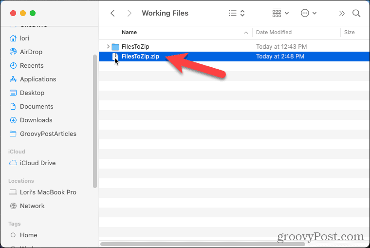 Zip file created on a Mac