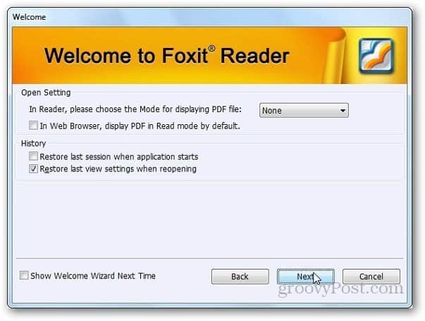 Paramètres du lecteur Foxit