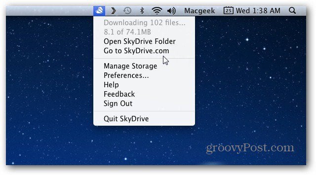 Mac Menubar SkyDrive Icon