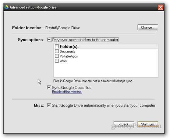 google drive selective sync