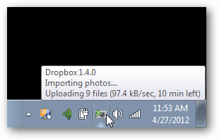 dropbox camera uploads status bar