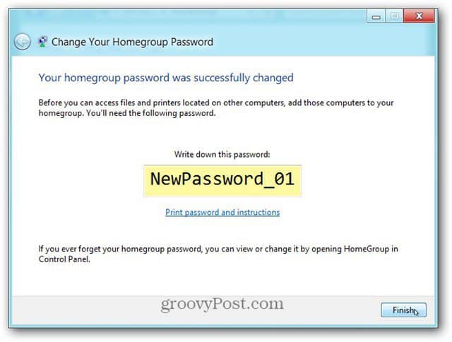 Finish Password successfully Changes