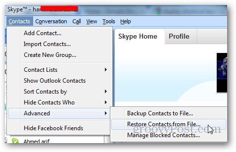 Restore Skype 1