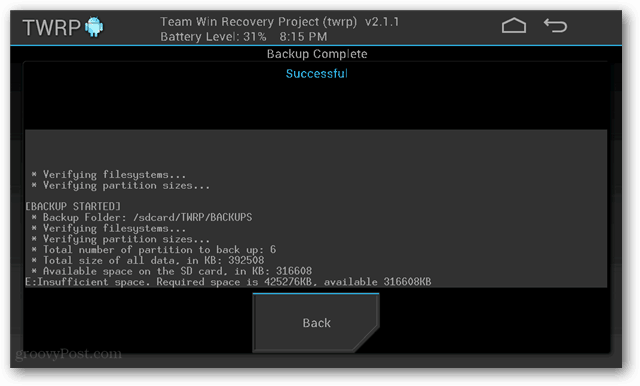 TWRP backup complete