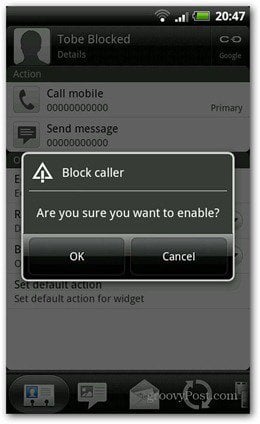 HTC Android enable contact block