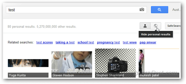 google images personal results