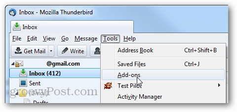 thunderbird tools > add-ons