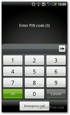 android pin code
