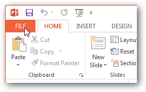 office 2013 file button