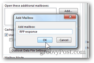 Add Mailbox Outlook 2013 - Type Mailbox Name Click OK