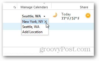 Outlook 2013 Calendar Weather Tour - Add / Remove Cities