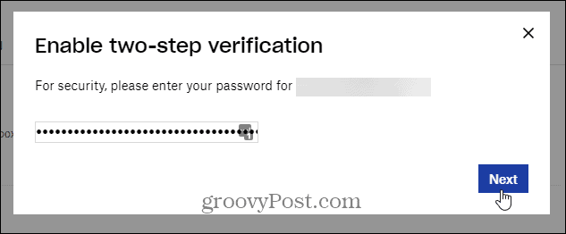 введите пароль Dropbox