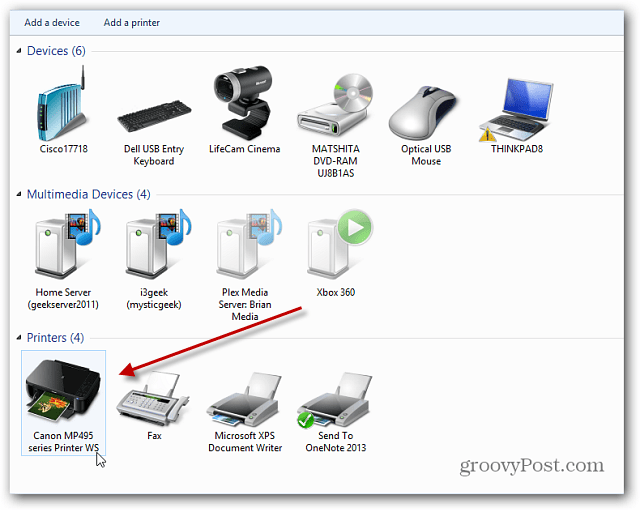 Printers on Desktop
