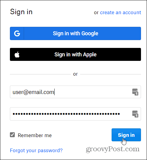 Sign-in Dropbox