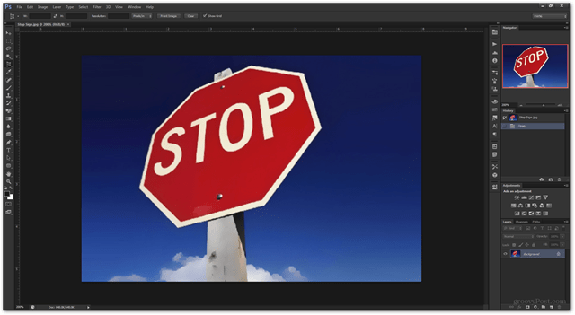 Imagen de ejemplo Señal de stop Herramienta de recorte en perspectiva de Photoshop CS6