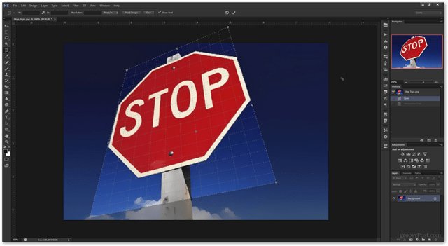 Perspective Crop Tool Readjusted Anchor Points Selection Photoshop CS6