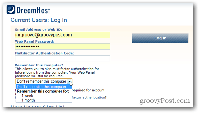 Enable two factor authentication Dreamhost