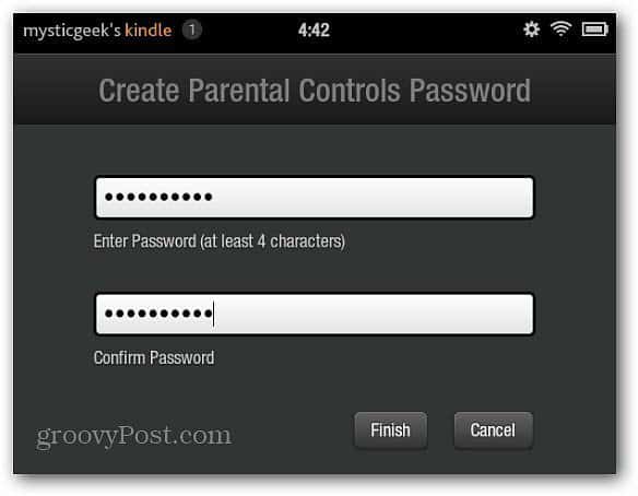 Create Parental Controls Password
