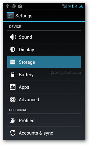 settings > storage