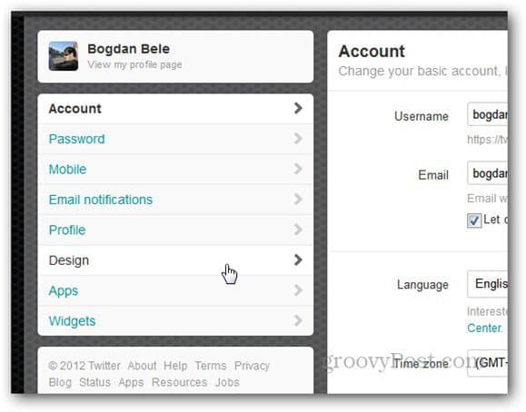 twitter header settings design
