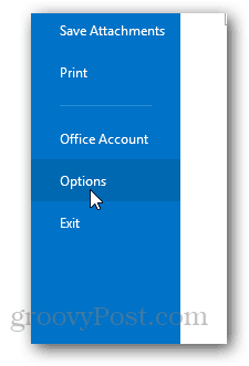 Outlook Enable or Disable reminder sounds : Click Options