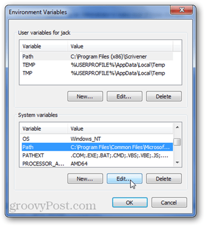 SYSTEM variables in Windows 7 (PATH)