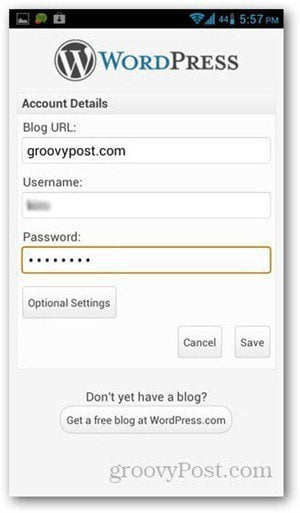 wordpress-for-android-gpost-login
