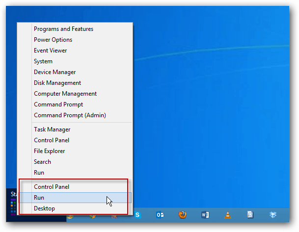 Windows 8 Power Menu Results