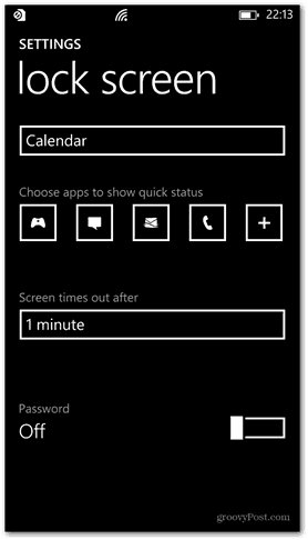 Windows Phone 8 customize lock screen password off