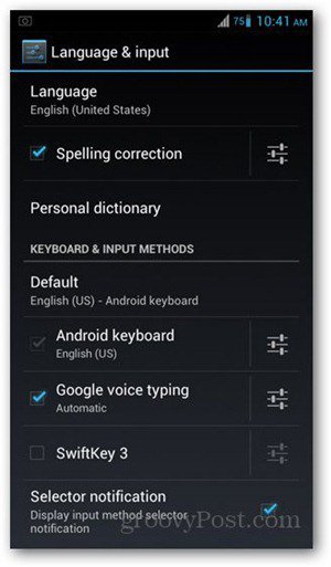 keyboard settings